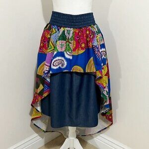 𝅺sakkas Bahati Hi Low Mermaid African Ankara Dutch Wax Paisley Skirt